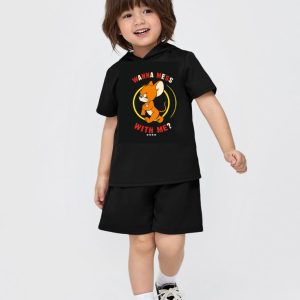 Black Cotton T-Shirt for Kids | Printed Casual Wear | Round Neck Tee | Premium Quality